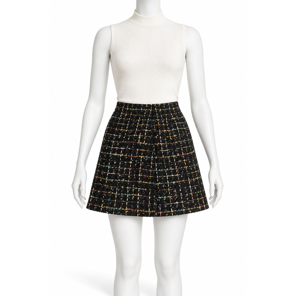 LOFT Petites Women’s 00P Black Multicolor Bouclé Tweed Sequin A Line Mini Skir